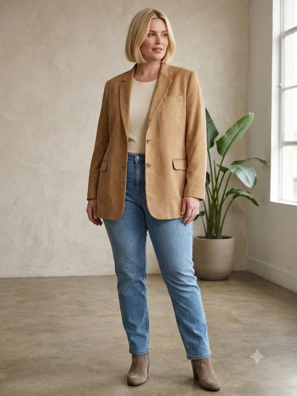 Poly Suede Tan Blazer Jacket Lauren Ralph Lauren